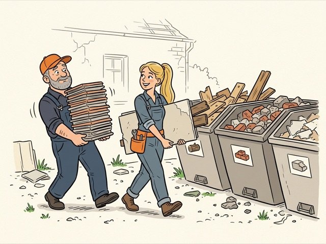 Cartoon zum Thema Entsorgung von Bauabfällen