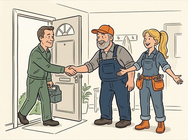 Cartoon zum Thema Fachbetrieb beauftragen