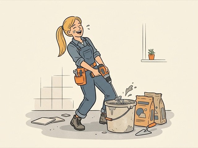 Cartoon zum Thema Kleber und Mörtel